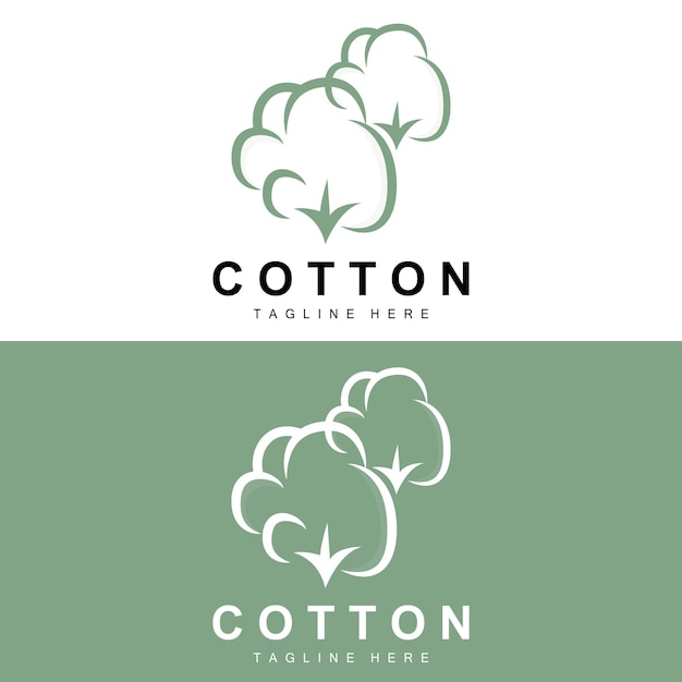 Logotipo de algodón diseño de flores de algodón suave vector plantas orgánicas naturales prendas de vestir materiales y textiles de belleza