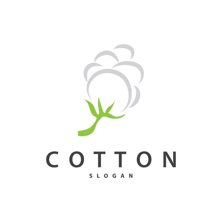 Vector logotipo de algodón diseño de planta de algodón suave y suave para marcas comerciales con líneas y tallo simples