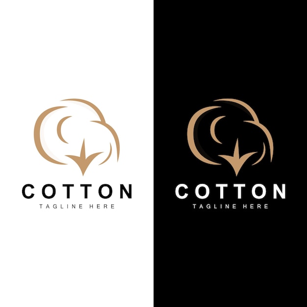 Logotipo Algodón Diseño Planta Vector Símbolo Templet