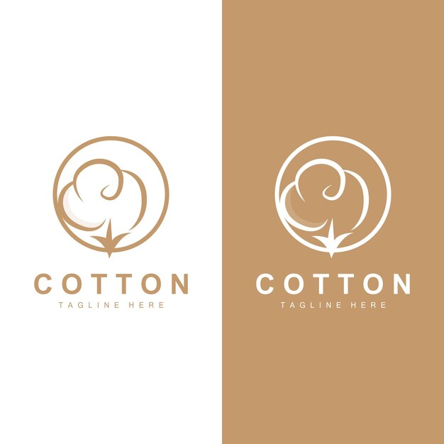 Logotipo Algodón Diseño Planta Vector Símbolo Templet