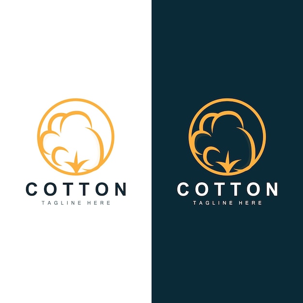 Logotipo Algodón Diseño Planta Vector Símbolo Templet