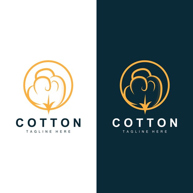 Logotipo Algodón Diseño Planta Vector Símbolo Templet