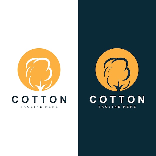 Logotipo Algodón Diseño Planta Vector Símbolo Templet