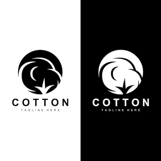 Logotipo Algodón Diseño Planta Vector Símbolo Templet