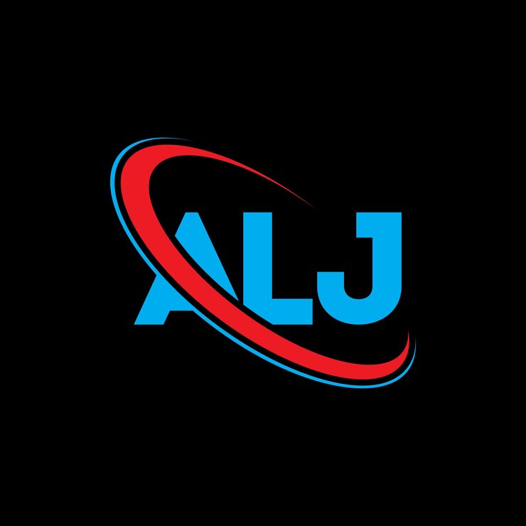 Vector el logotipo alj, la letra alj, el diseño del logotipo de la carta alj, las iniciales alj, vinculado con un círculo y un monograma en mayúsculas, el logotipo alg, la tipografía alg para el negocio tecnológico y la marca inmobiliaria.