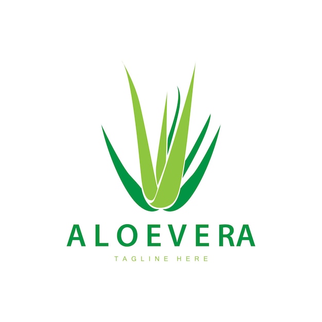 El logotipo de aloe vera diseño cosmético simple símbolo verde de salud de las plantas ilustración vectorial