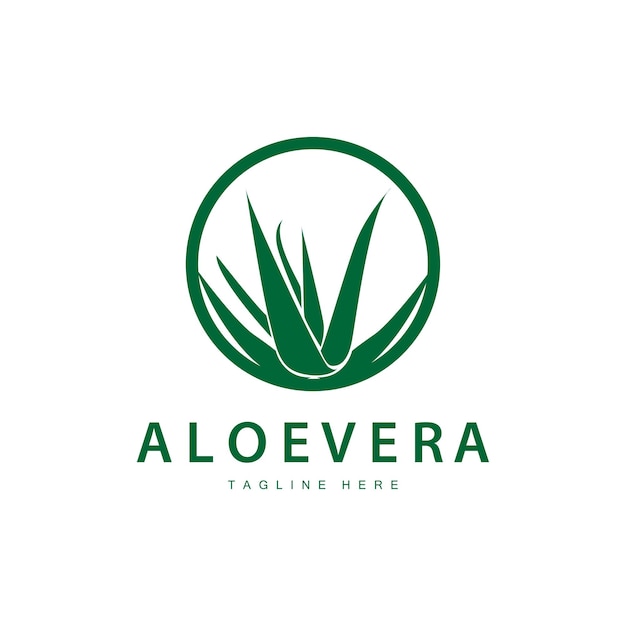 El logotipo de aloe vera diseño cosmético simple símbolo verde de salud de las plantas ilustración vectorial