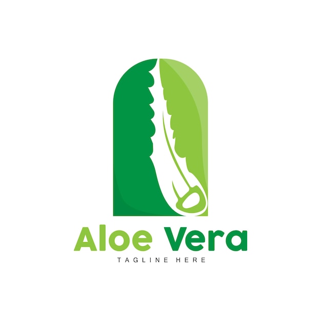 Logotipo de aloe vera, diseño de planta verde, medicina tradicional y cuidado de la piel, vector de planta, cuidado del cabello, símbolo, icono, ilustración