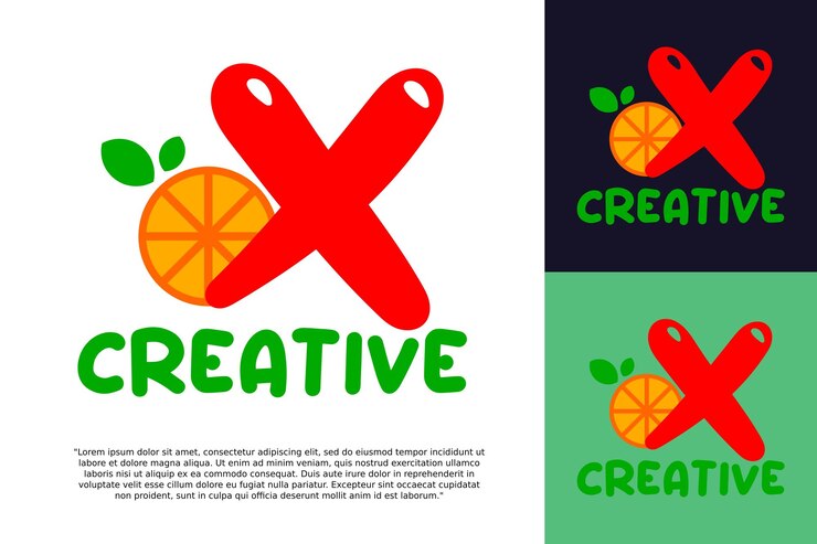 Vector logotipo de alphabet x y cítricos frescos en estilo moderno