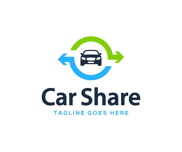 Logotipo de alquiler de coches y plantilla de vector de diseño de logotipo de coche compartido