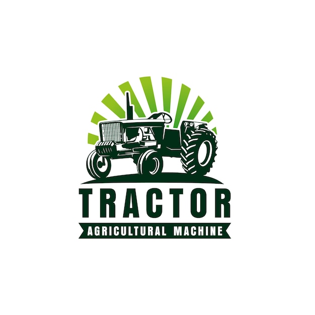 Logotipo de alquiler de tractor logotipo de máquina de tractor agrícola plantilla de diseño de logotipo de máquina agrícola