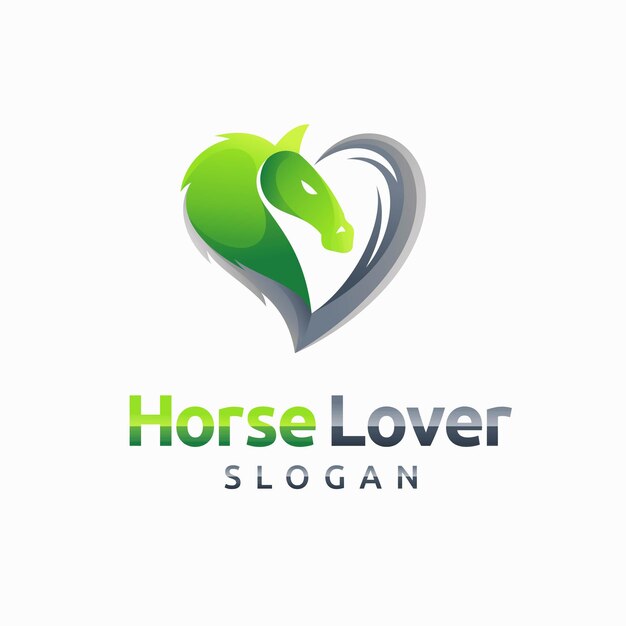 logotipo de los amantes del caballo con concepto de amor