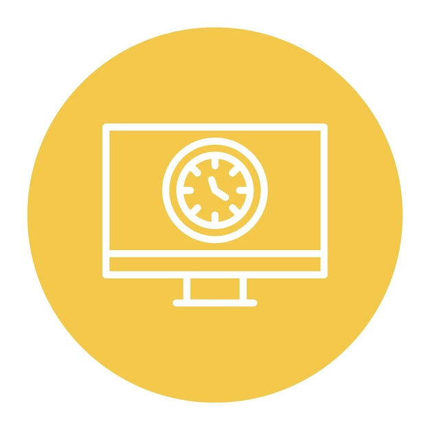 un logotipo amarillo y blanco con un reloj y un círculo con las palabras tiempo en él