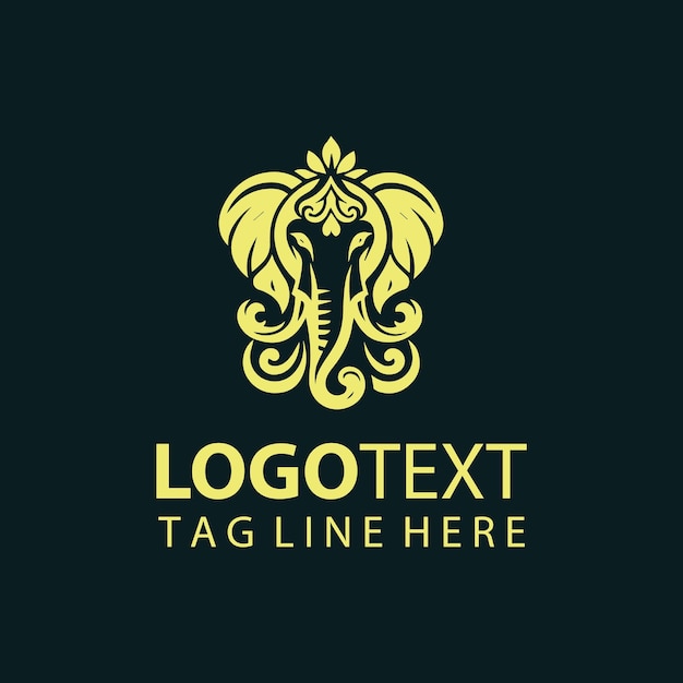 Un logotipo amarillo con un elefante en él