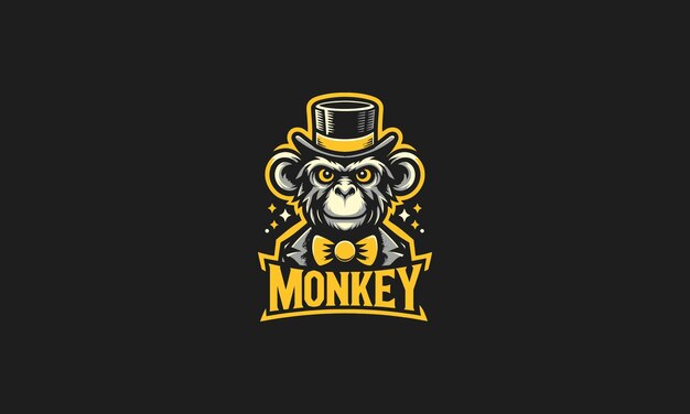 el logotipo amarillo del mono, la plantilla de diseño de la cabeza plana