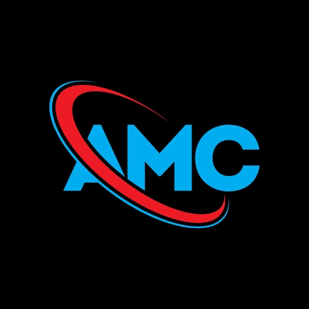 Logotipo de AMC Diseño de logotipo de letra AMC Iniciales Logotipo AMC vinculado con círculo y mayúscula Logotipo de monograma AMC Tipografía para negocios tecnológicos y marca inmobiliaria