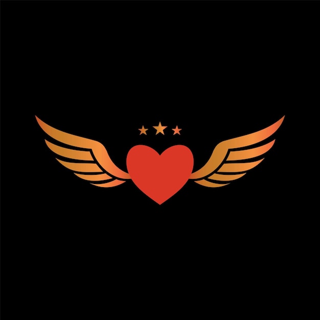 logotipo de amor apasionado como un corazón que vuela aquí y allá