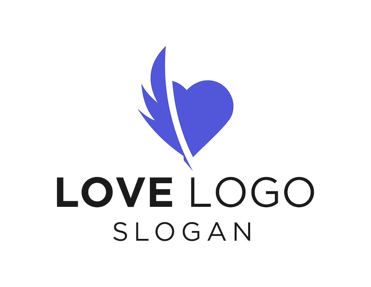 Vector logotipo de amor azul sobre un fondo blanco.