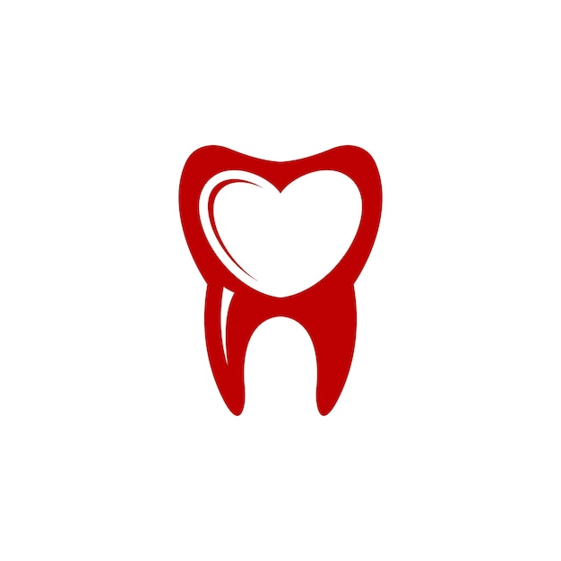 Logotipo de amor dental Vector dental con imagen de diente y amor Símbolo de cuidado dental