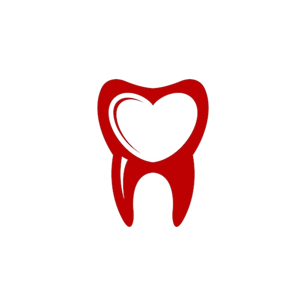 Logotipo de amor dental vector dental con imagen de diente y amor símbolo de cuidado dental