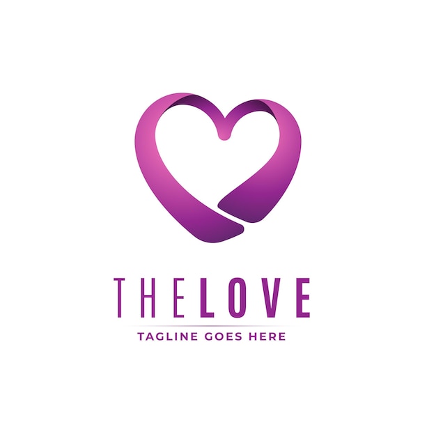 Vector logotipo de amor con gradiente púrpura