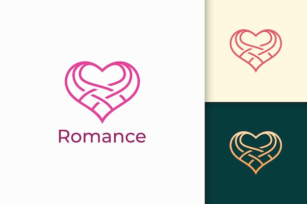 El logotipo de amor de línea simple representa el romance o la relación