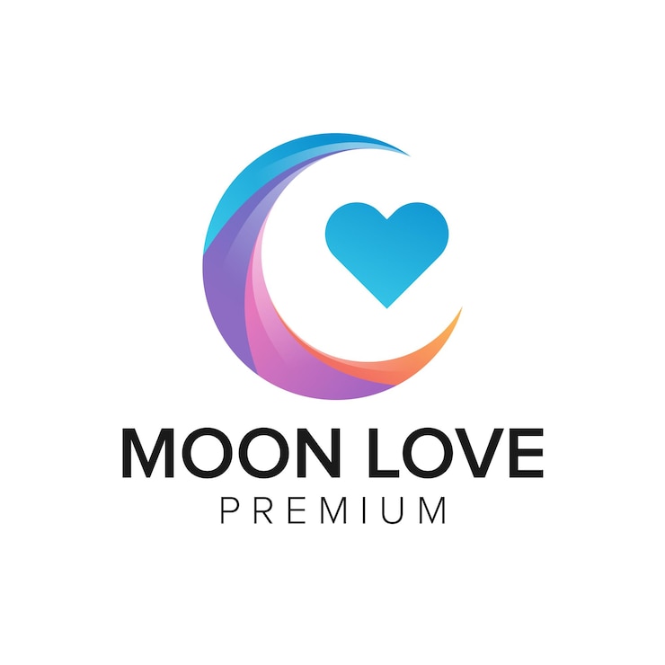Vector logotipo de amor de luna