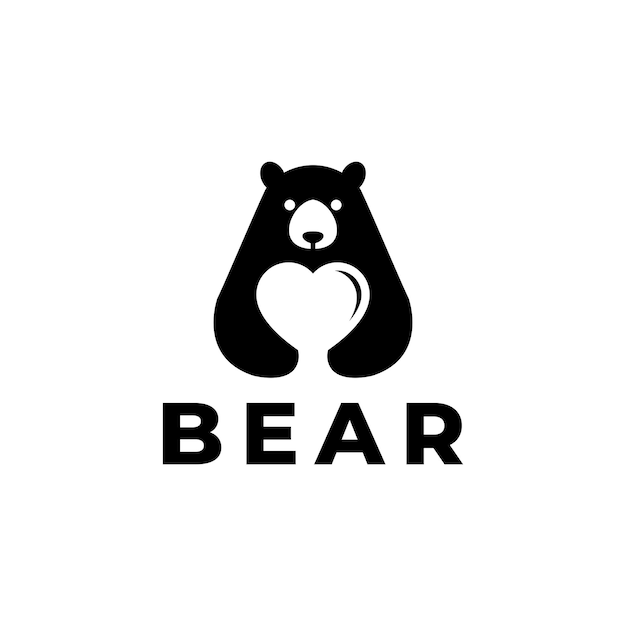 Logotipo de amor de oso animal 1