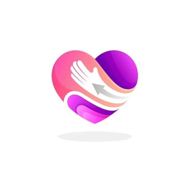 Logotipo de amor simple con iconos de cuidado del corazón de ilustración de diseño social