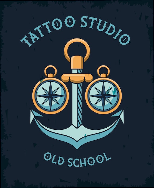 Vector logotipo de anchor tattoo studio