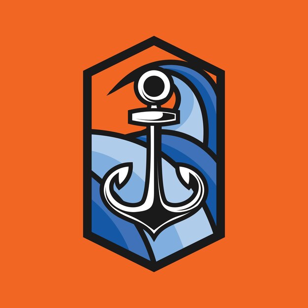 Vector logotipo de ancla de mar