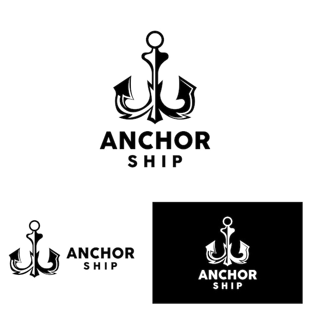 Logotipo del anclaje Diseño elegante simple Icono vectorial del buque marítimo Ilustración del símbolo