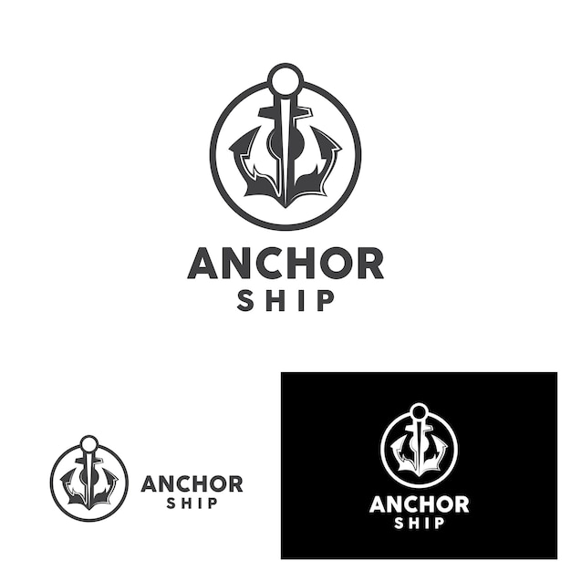 Logotipo del anclaje Diseño elegante simple Icono vectorial del buque marítimo Ilustración del símbolo