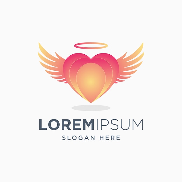 Logotipo con un ángel de amor colorido