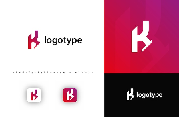 Logotipo angular deportivo futurista bordes geométricos dinámicos afilados letra k emblema innovador minimalista