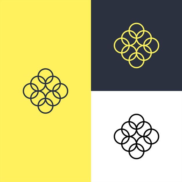 Logotipo de anillo moderno conectado para formar una flor