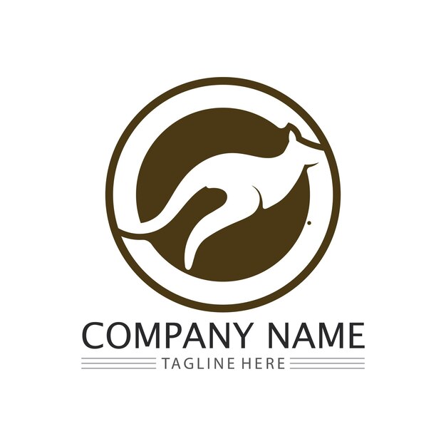 Logotipo de animal canguro e ilustración vectorial de diseño