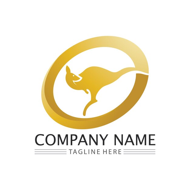 Logotipo de animal canguro e ilustración vectorial de diseño