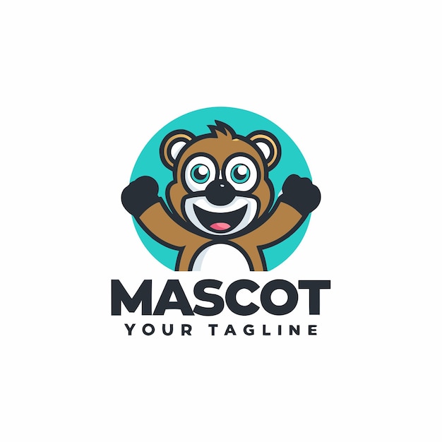 un logotipo de animal de dibujos animados con una cara redonda que dice "racco"