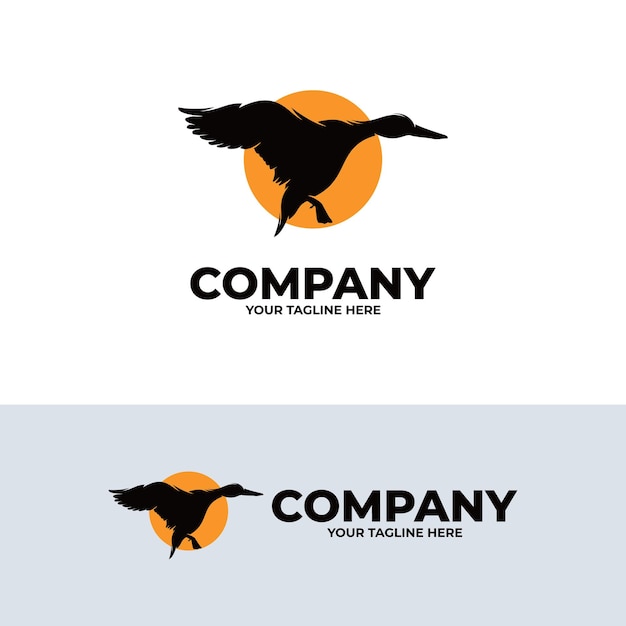 Vector logotipo de animal diseño de logotipo de silueta de pato