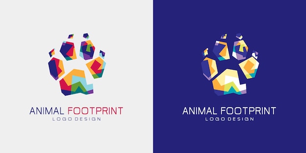 Logotipo de Animal Foot Print. Huella de animal colorido.