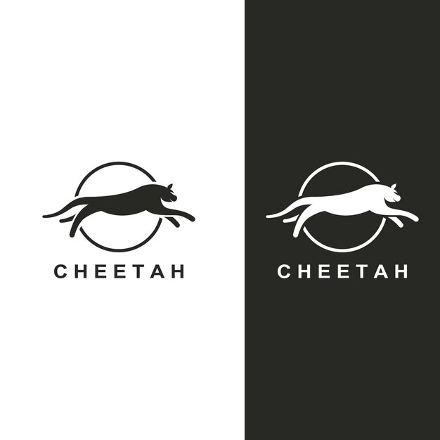 Logotipo animal de guepardo con plantilla de ilustración de vector de concepto de diseño