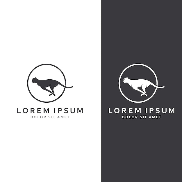 Logotipo animal de guepardo con plantilla de ilustración de vector de concepto de diseño