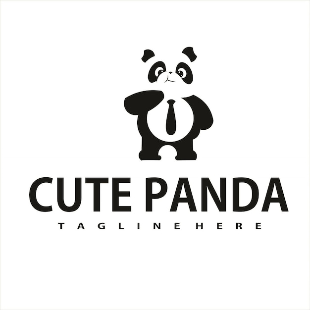 Logotipo de animal panda lindo con ilustración de vector de logotipo