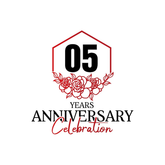 Logotipo de aniversario de 05 años, lujosa celebración de diseño vectorial de aniversario.
