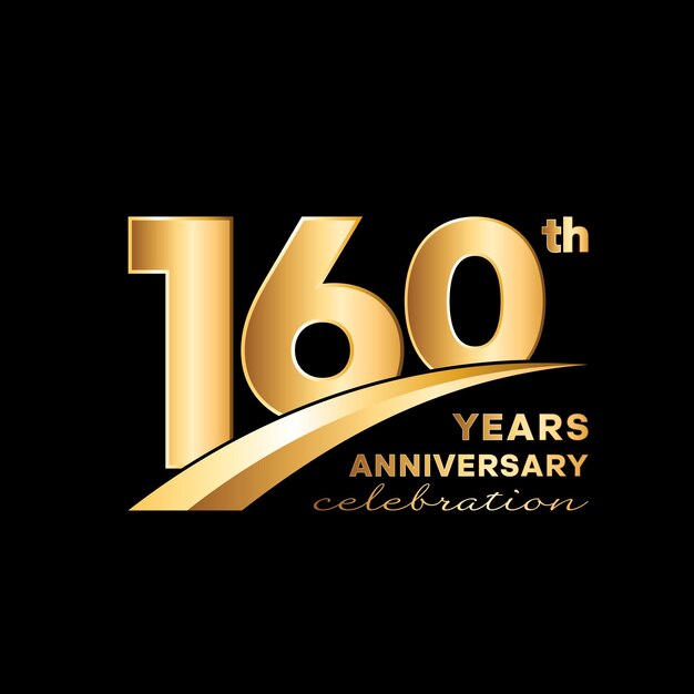 Logotipo del aniversario de 160 años con un número dorado en un fondo negro