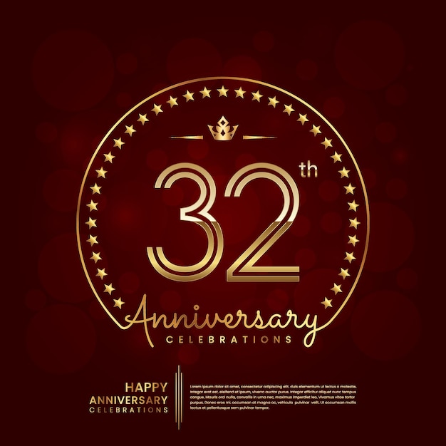 logotipo de aniversario de 32 años en color dorado