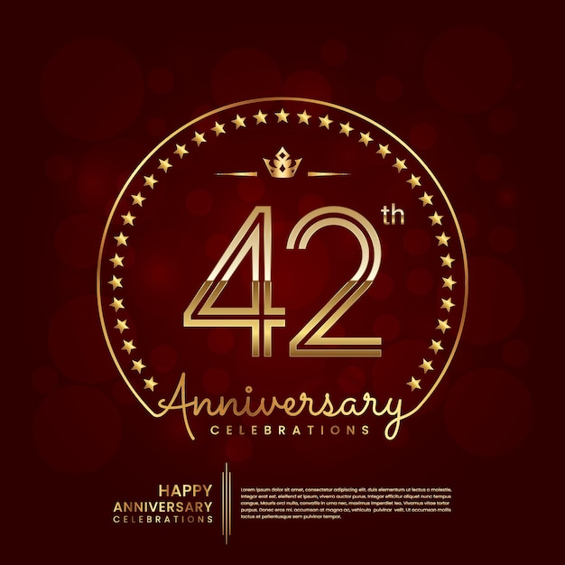 logotipo de aniversario de 42 años en color dorado
