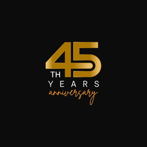 Vector logotipo de aniversario de 45 años con color dorado de lujo