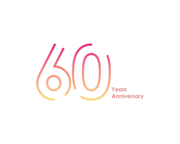 Logotipo de aniversario de 60 años con números de fuente de color dorado hechos de una línea conectada